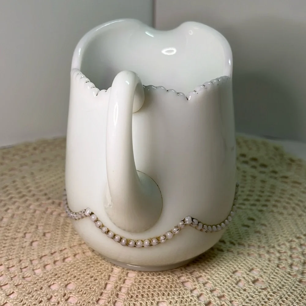 1960s Vintage Heisey Bead Swag Opal Milk Glass Creamer #1295